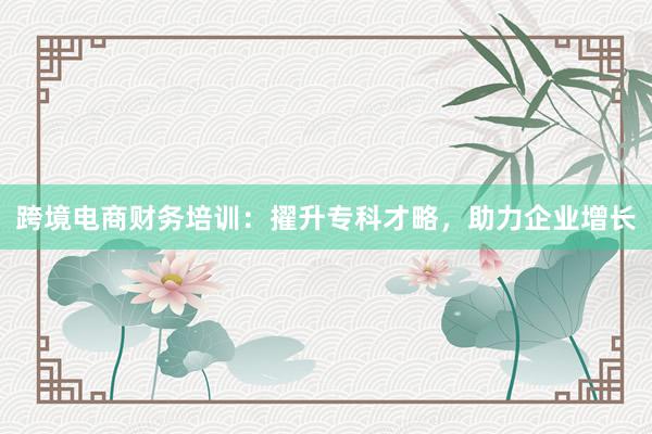 跨境电商财务培训：擢升专科才略，助力企业增长